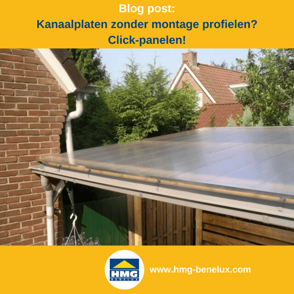 Installatie van klikpanelen op een terrasoverkapping, eenvoudig systeem zonder installatieprofielen.