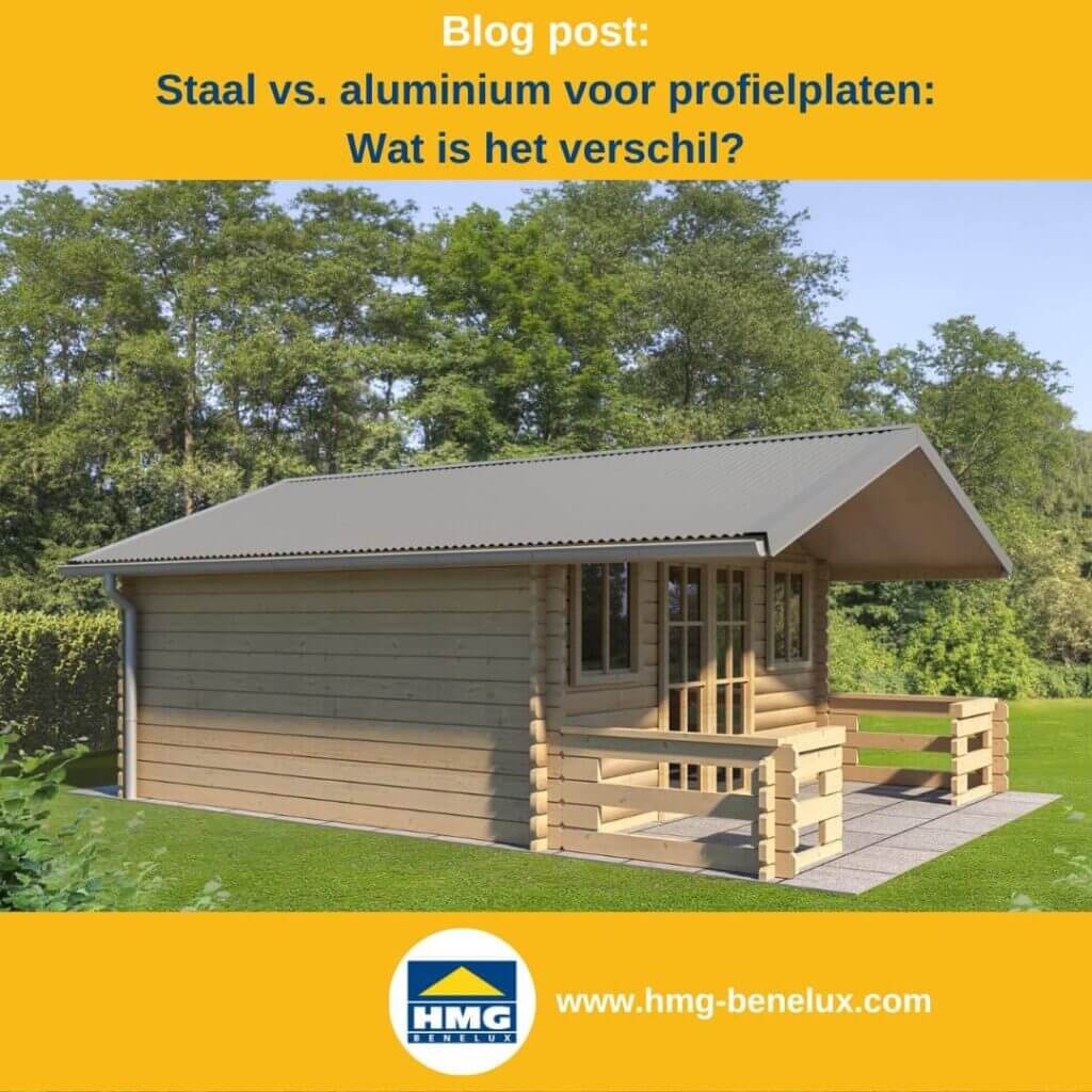 Houten tuinhuisje met een robuust golfplaten dak in een groene omgeving, ideaal voor in de tuin.