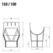 Goot uitlaatstuk | Staal | Ø 150/100 mm | 9006 - Zilver-Metallic #2