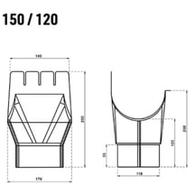 Goot uitlaatstuk | Staal | Ø 150/120 mm | 028 - Kersrood #2