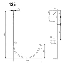 Universeel goot beugel | Staal | Ø 125 mm | 9007 - Grijs aluminiumkleurig | Lengte = 210 mm #2