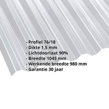 Acrylaat damwandplaat | 76/18 | 1,50 mm | Helder | 2000 mm #2