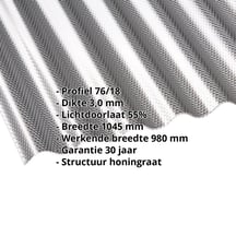 Acrylaat golfplaat | 76/18 | 3,00 mm | Grafiet | Honingraatstructuur | 2000 mm #2