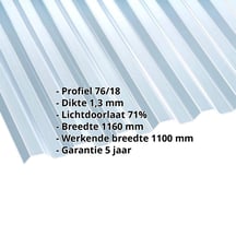 PET damwandplaat | 70/18 | 1,30 mm | Helder, licht blauw getint | 2000 mm #2