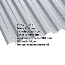 Polycarbonaat damwandplaat | 76/18 | 1,00 mm | Helder | Warmtewerend | 2000 mm #2