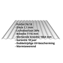 Polycarbonaat golfplaat | 76/18 | 1,10 mm | Zilvergrijs | Dubbelzijdige UV-bescherming | Warmtewerend | 2000 mm #2