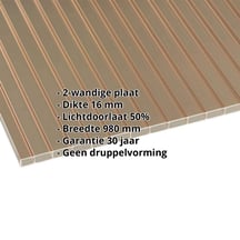Acrylaat kanaalplaat | 16 mm | Breedte 980 mm | Brons | AntiDrop | 2000 mm #2