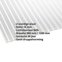 Acrylaat kanaalplaat | 16 mm | Breedte 1200 mm | Helder | AntiDrop | 2000 mm #2