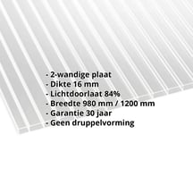 Acrylaat kanaalplaat | 16 mm | Breedte 980 mm | Helder | AntiDrop | 6000 mm #2