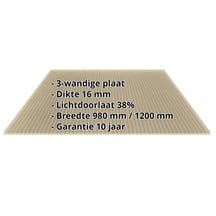 Polycarbonaat kanaalplaat | 16 mm | Breedte 980 mm | Brons | 6000 mm #2