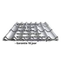 Dakpanplaat 2/1060 | Anti-Drup 1000 g/m² | Staal 0,50 mm | 25 µm Polyester | 9006 - Zilver-Metallic #2