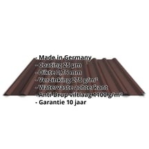 Damwandplaat 20/1100 | Dak | Anti-Drup 1000 g/m² | Staal 0,75 mm | 25 µm Polyester | 8017 - Chocoladebruin #2