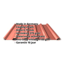 Damwandplaat 35/207 | Dak | Anti-Drup 1000 g/m² | Staal 0,75 mm | 25 µm Polyester | 8004 - Koperbruin #2
