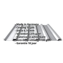 Damwandplaat 35/207 | Dak | Anti-Drup 1000 g/m² | Staal 0,75 mm | 25 µm Polyester | 9006 - Zilver-Metallic #2