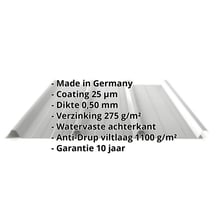 Damwandplaat 45/333 | Dak | Anti-Drup 1000 g/m² | Staal 0,50 mm | 25 µm Polyester | 9006 - Zilver-Metallic #2