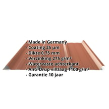 Damwandplaat 45/333 | Dak | Anti-Drup 1000 g/m² | Staal 0,75 mm | 25 µm Polyester | 8004 - Koperbruin #2