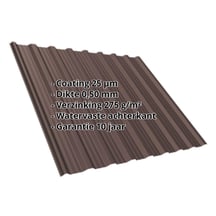 Damwandplaat T18DR | Dak | Staal 0,50 mm | 25 µm Polyester | 8017 - Chocoladebruin #2