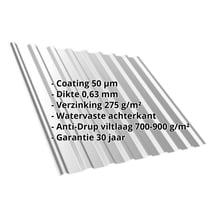 Damwandplaat T20M | Dak | Anti-Drup 700 g/m² | Staal 0,63 mm | 50 µm PURLAK® | 9006 - Zilver-Metallic #2