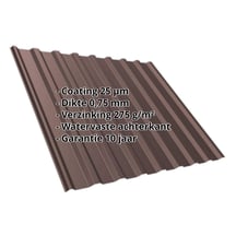 Damwandplaat T20M | Dak | Staal 0,75 mm | 25 µm Polyester | 8017 - Chocoladebruin #2