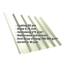 Damwandplaat T35/207M | Dak | Anti-Drup 700 g/m² | Staal 0,75 mm | 50 µm PURLAK® | 9002 - Grijswit #2