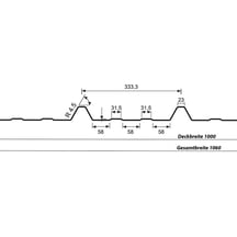 Damwandplaat T45/333M | Dak | Anti-Drup 700 g/m² | Staal 0,63 mm | 200 µm HPS Ultra® | 7040 - Venstergrijs #7