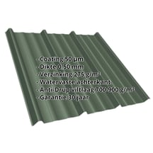 Damwandplaat T45/333M | Dak | Anti-Drup 700 g/m² | Staal 0,50 mm | 50 µm PURMAT® | 011 - Groen #2