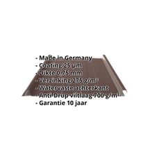 Felsplaat 33/500-LR | Dak | Anti-Drup 700 g/m² | Staal 0,75 mm | 25 µm Polyester | 8017 - Chocoladebruin #2