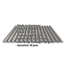 Golfplaat 18/1064 | Dak | Anti-Drup 1000 g/m² | Staal 0,50 mm | 25 µm Polyester | 9007 - Grijs aluminiumkleurig #2