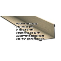 Binnenhoek | 115 x 115 x 2000 mm | Staal 0,50 mm | 35 µm Structuurpolyester | Houtlook - Ahorn #2