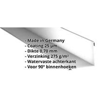 Binnenhoek | 115 x 115 x 2000 mm | Aluminium 0,70 mm | 25 µm Polyester | 9006 - Zilver-Metallic #2