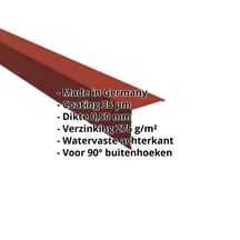 Buitenhoek | 115 x 115 mm | Staal 0,50 mm | 35 µm Mattpolyester | 29 - Rood #2