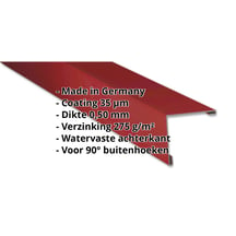 Buitenhoek | 195 x 195 mm | Staal 0,50 mm | 35 µm Mattpolyester | 29 - Rood #2