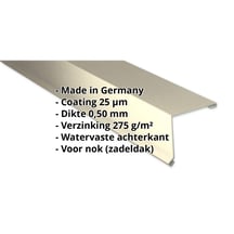 Nok lessenaarsdak | 115 x 115 mm | 80° | Staal 0,50 mm | 25 µm Polyester | 1015 - Licht ivoorkleurig #2