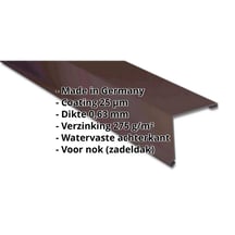 Nok lessenaarsdak | 115 x 115 mm | 80° | Staal 0,63 mm | 25 µm Polyester | 8017 - Chocoladebruin #2