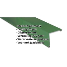 Nok lessenaarsdak | 115 x 115 mm | 85° | Staal 0,50 mm | 25 µm Polyester | 6002 - Loofgroen #2