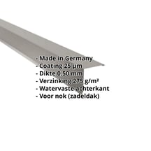 Nok lessenaarsdak | 115 x 115 mm | 85° | Staal 0,50 mm | 25 µm Polyester | 9007 - Grijs aluminiumkleurig #2