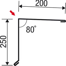 Nok lessenaarsdak | 200 x 250 mm | 80° | Staal 0,75 mm | 60 µm Puramid | 9002 - Grijswit #6