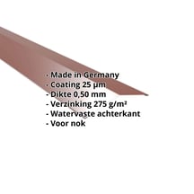 Nokstuk vlak | 145 x 145 mm | 150° | Staal 0,50 mm | 25 µm Polyester | 8012 - Roodbruin #2