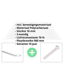 Polycarbonaat kanaalplaat | 16 mm | Profiel Zeven | Voordeelpakket | Plaatbreedte 980 mm | Helder | Breedte 3,13 m | Lengte 2,50 m #2
