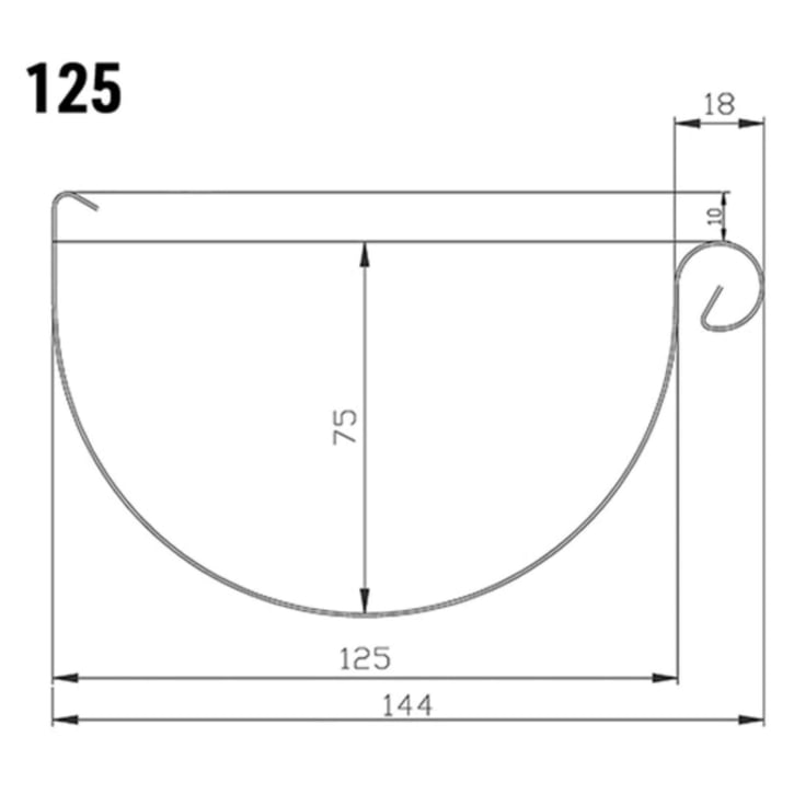 Dakgoot | Staal | Ø 125 mm | 028 - Kersrood | Lengte = 2 m #2