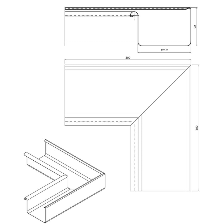 Goot binnenhoek 90° | Staal | Ø 125 mm | 9005 - Gitzwart #2