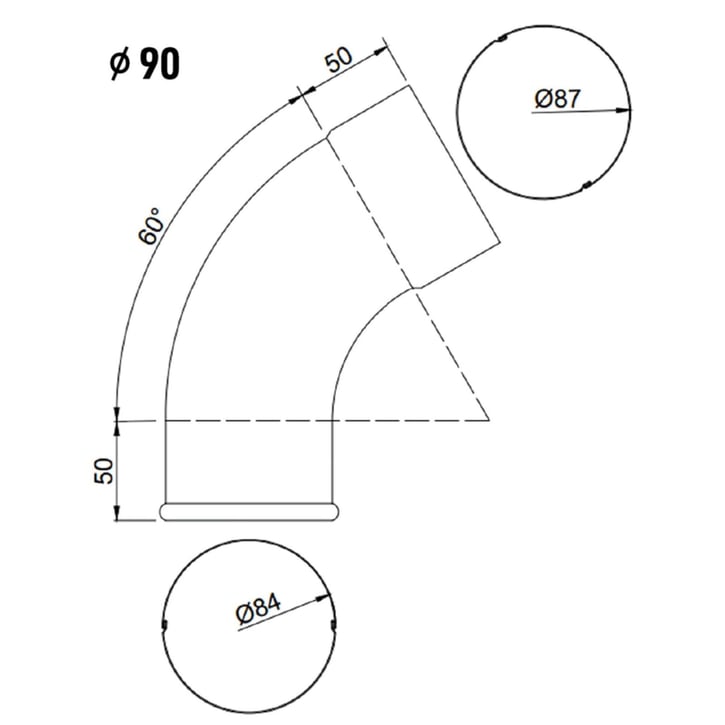 Regenpijp bocht | Staal | Ø 90 mm | 9007 - Grijs aluminiumkleurig #2