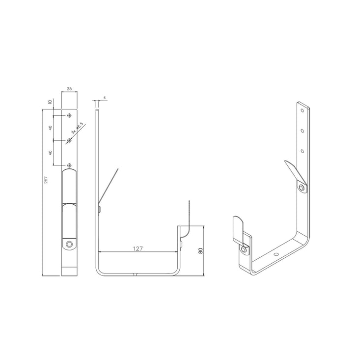 Universeel goot beugel | Veer / Veer | Staal | Ø 125 mm | 9005 - Gitzwart | Lengte = 210 mm #2