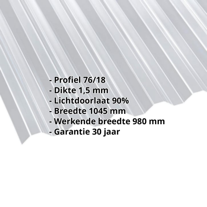 Acrylaat damwandplaat | 76/18 | 1,50 mm | Helder | 2000 mm #2