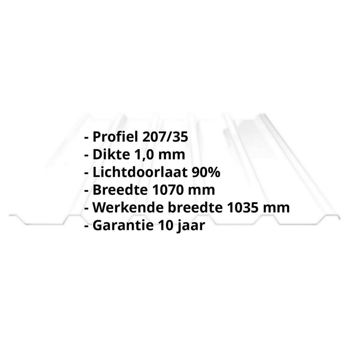 Polycarbonaat damwandplaat | 207/35 | 1,00 mm | Helder | Dubbelzijdige UV-bescherming | 2000 mm #2