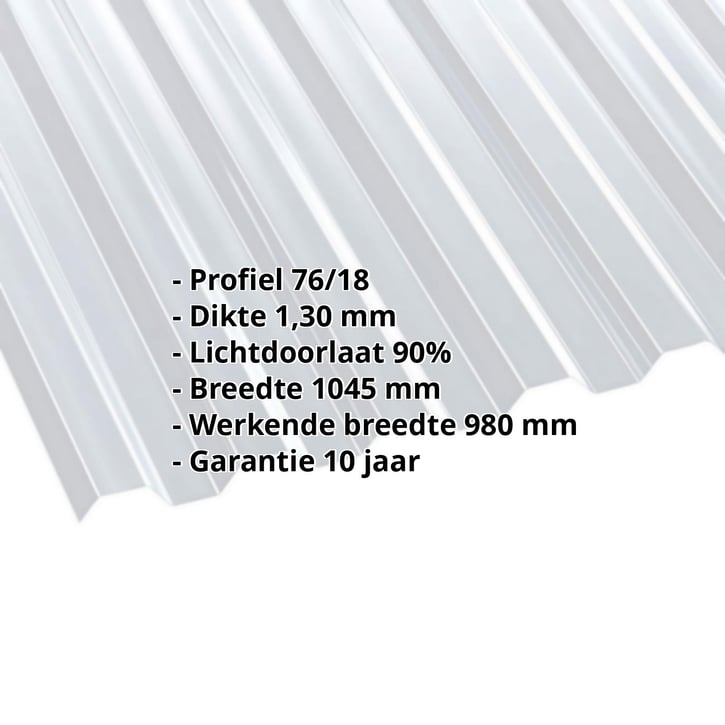 Polycarbonaat damwandplaat | 76/18 | 1,30 mm | Helder | 7000 mm #2