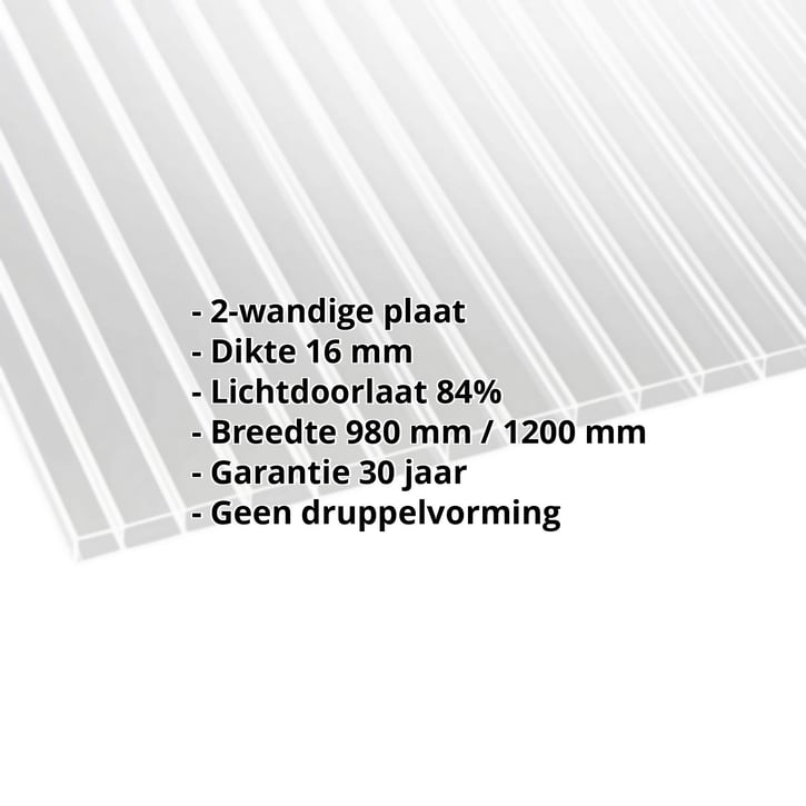 Acrylaat kanaalplaat | 16 mm | Breedte 980 mm | Helder | AntiDrop | 3000 mm #2