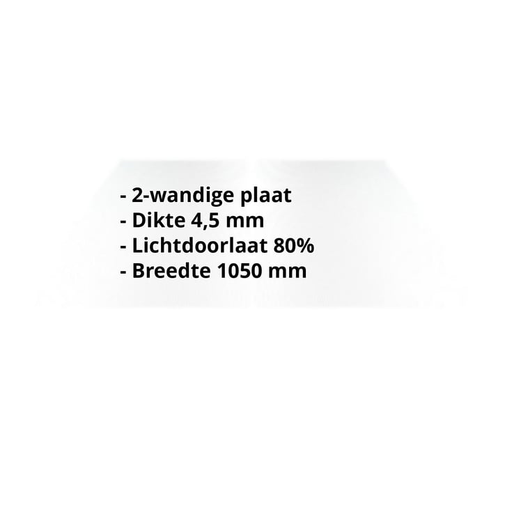 Polycarbonaat kanaalplaat | 4,50 mm | Breedte 1050 mm | Helder | 2000 mm #2
