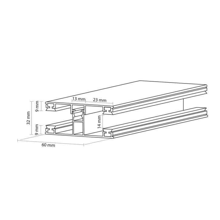 DUO | Randprofiel | 16 mm | Compleet | Aluminium | Blank | 3000 mm #3