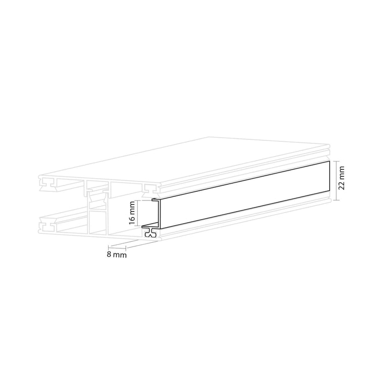 DUO | Randprofiel | 16 mm | Compleet | Aluminium | Blank | 3000 mm #4